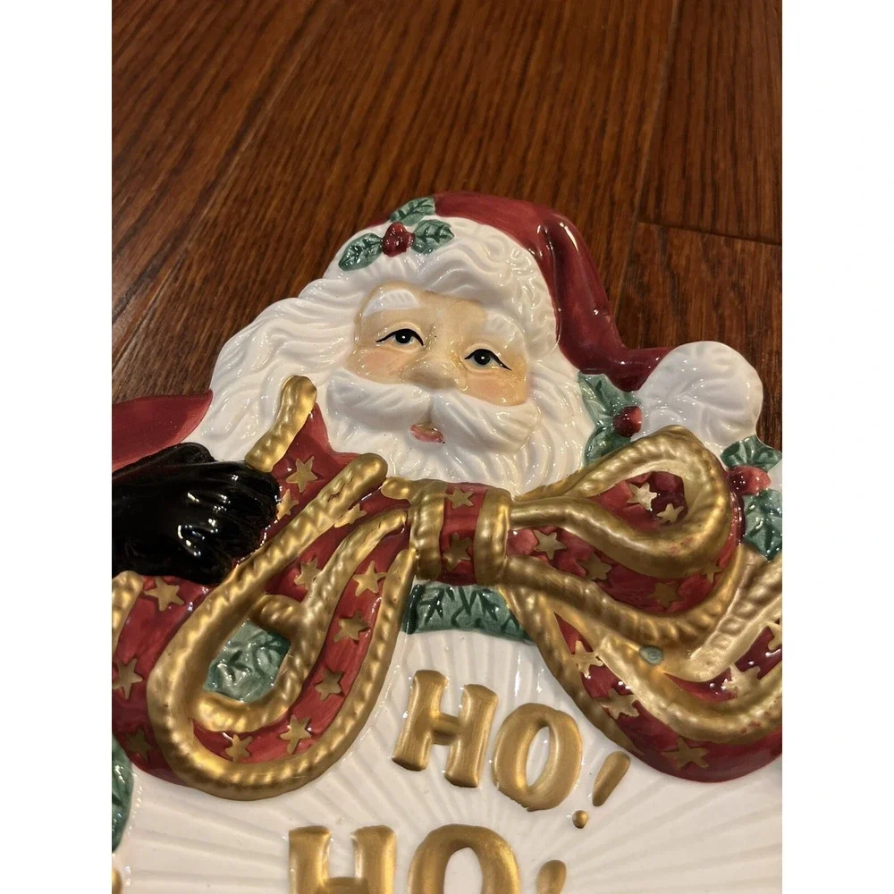 Fitz and Floyd Essentials Santa Wreath Christmas Canape Cookie Plate